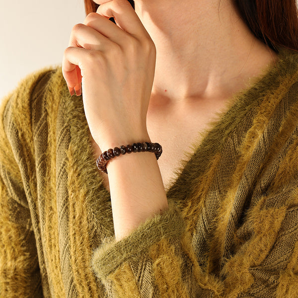 PB0135 925 Sterling Silver Brown Beaded Bracelet