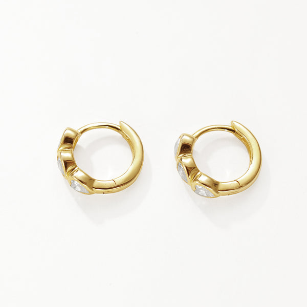 FE3117 Triple Heart Zirconia Hoop Earring