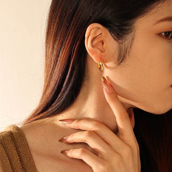 FE2890 925 Sterling Silver Simple Geometric Hoop Earrings