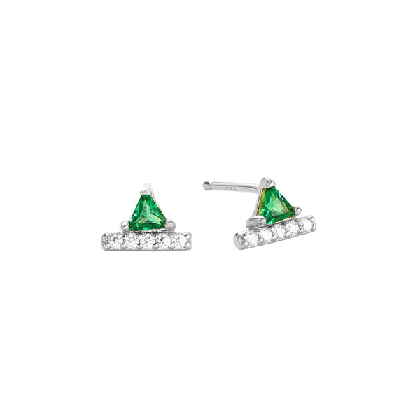 FE2914 925 Sterling Silver Mini Triangles CZ Stud Earring