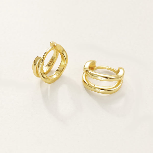FE2842 925 Sterling Silver Double Circle Hoop Earring