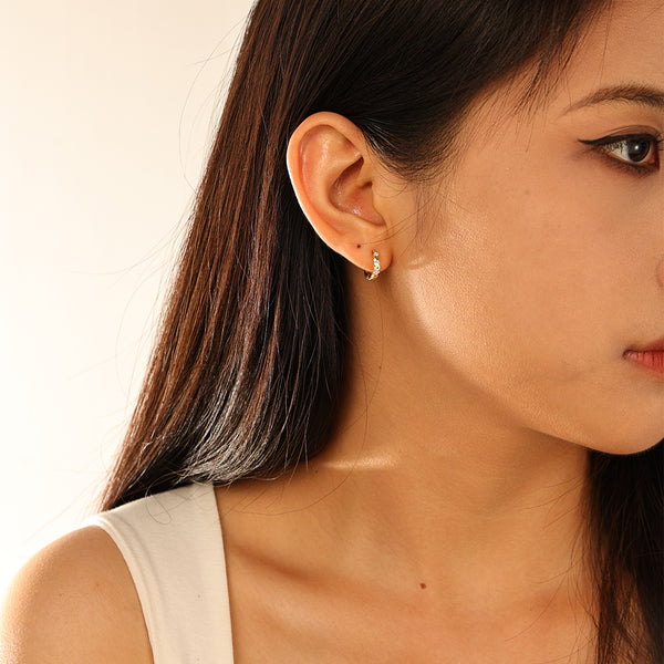 FE2942 925 Sterling Silver Personalized Honeycomb Hoop Earrings