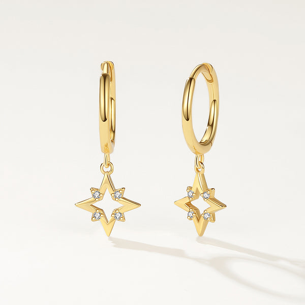 FE2203 925 Sterling Silver Star Dangle Earrings