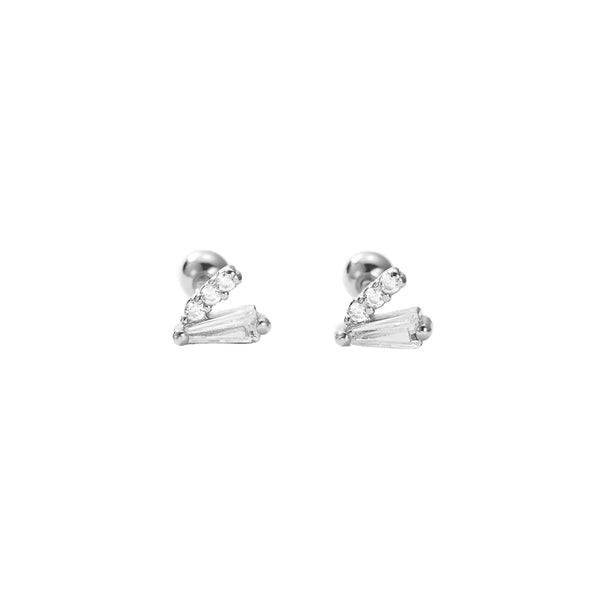 FE2928 925 Sterling Silver V-shaped Screw Piercing Stud Earrings