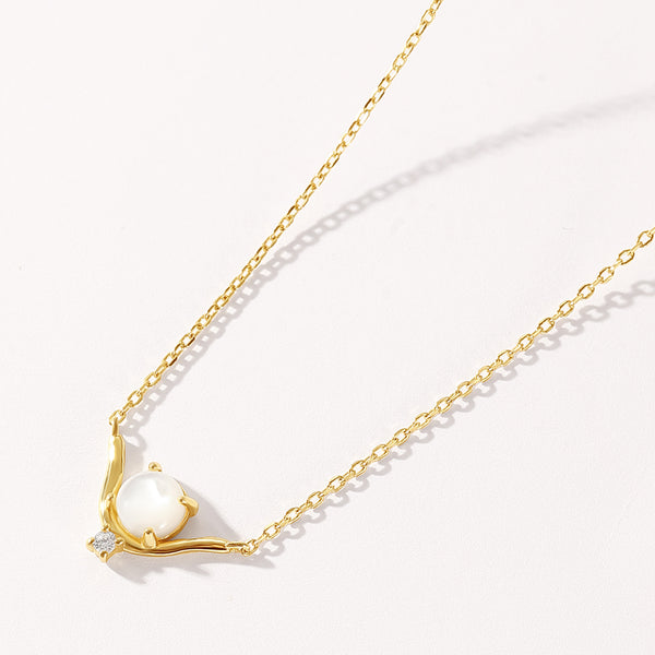 VFX0548 Nestled Shell Pearl Pendant Necklace