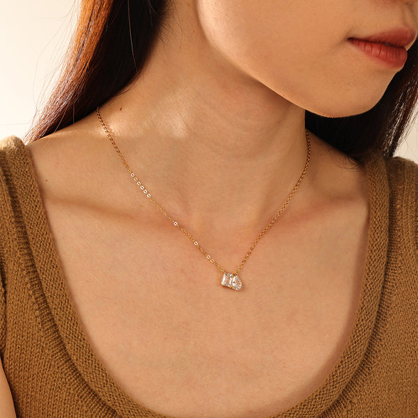 FX1175 925 Sterling Silver Zirconia Pendant Necklace