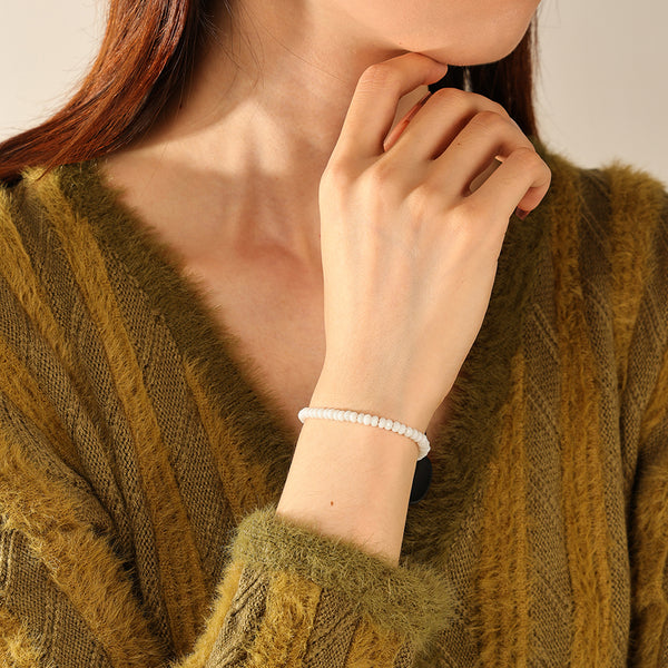 PB0127 925 Sterling Silver Women Charm Beaded Bracelets