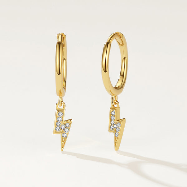 FE2234 925 Sterling Silver Full CZ Lightning Dangle Earrings
