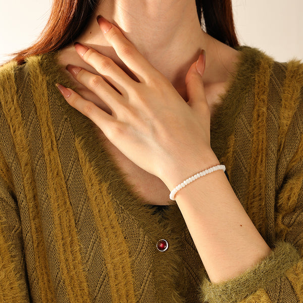 PB0127 925 Sterling Silver Women Charm Beaded Bracelets