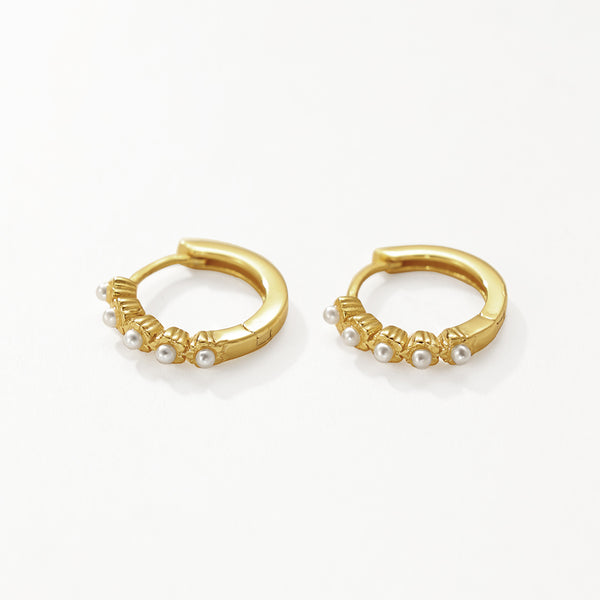 FE3188 Shell Pearl Bead Hoop Earring