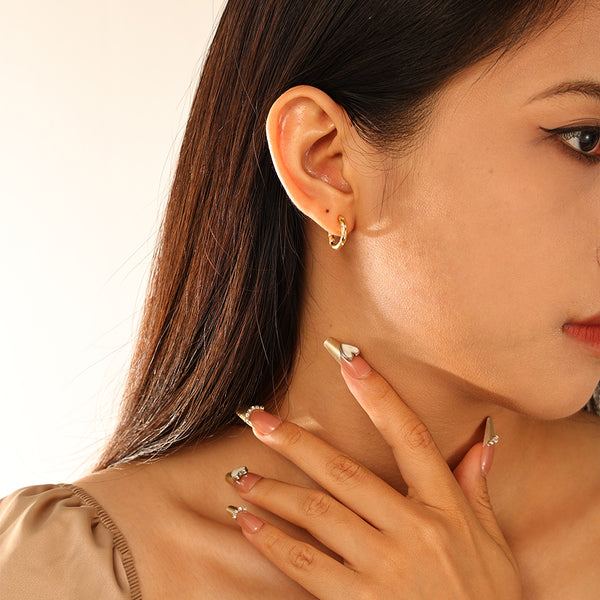 FE2953 925 Sterling Silver Multicolored Zircon Stripe Hoop Earrings