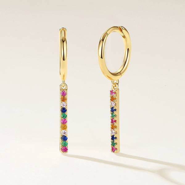 FE2230 925 Sterling Silver Colorful Bar Dangle Earrings