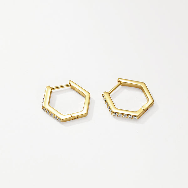 VFE0059 Pentagon Cz Hoop Earrings