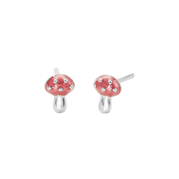 FE2752 925 Sterling Silver Enamel Mushrom Stud Earring