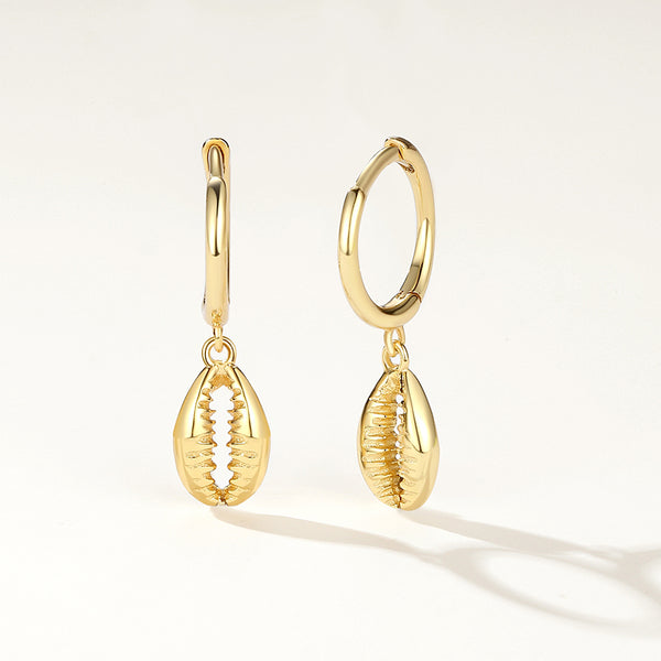 FE2100 925 Sterling Silver Classic Shell Dangle Earrings