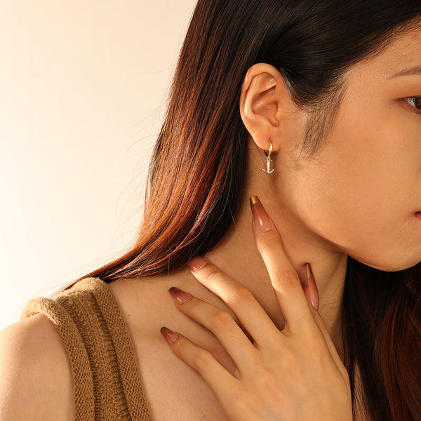 FE2808 925 Sterling Silver Cubic Zirconia Boatsight Dangle Earrings