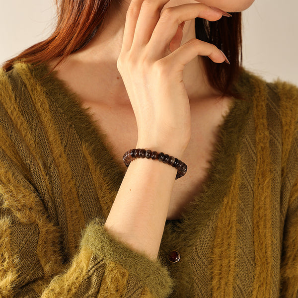 PB0135 925 Sterling Silver Brown Beaded Bracelet