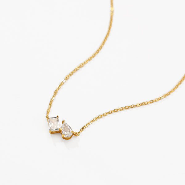 VFX0065 Pear Cut & Rectangle Cut Zirconia Pendant Necklace