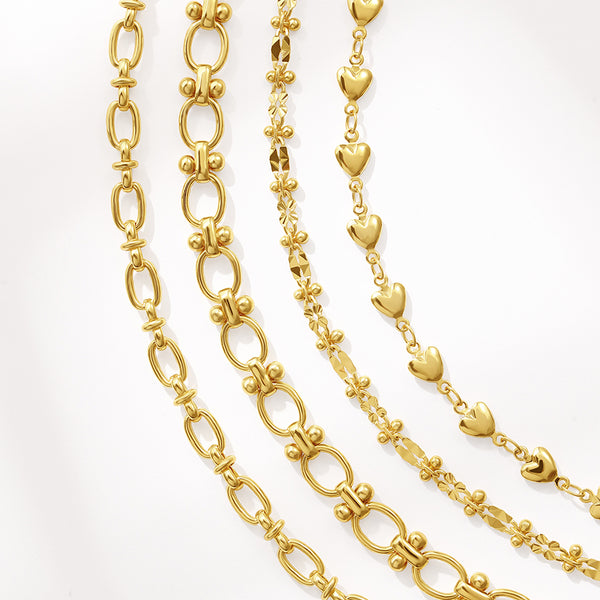 Puff Heart Link Chain Necklace