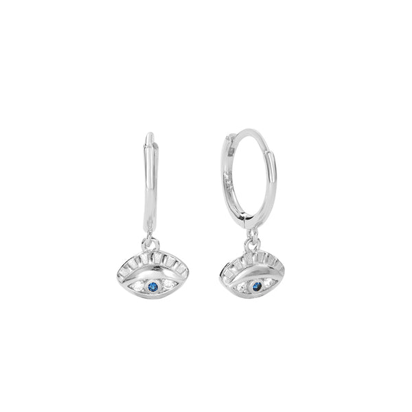 FE2820 925 Sterling Silver Zircon Eyes Dangle Earrings