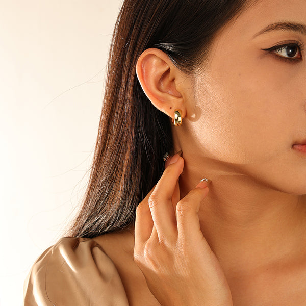 FE2938 925 Sterling Silver Glossy Bold Hoop Earring