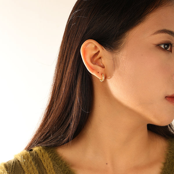 FE3162 Quartet Flower Hoop Earring