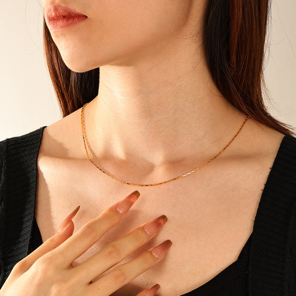 FX1296 925 Sterling Silver Small Bar Chain Necklaces