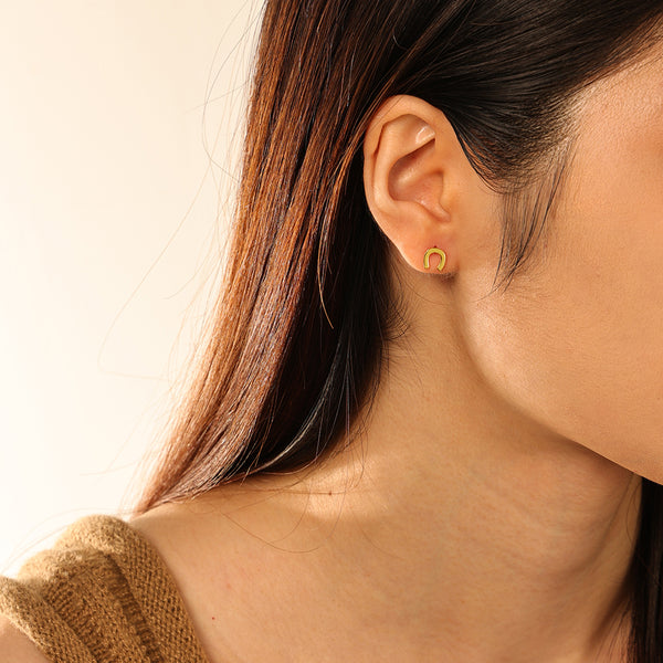 FE2872 925 Sterling Silver Horseshoe Stud Earrings
