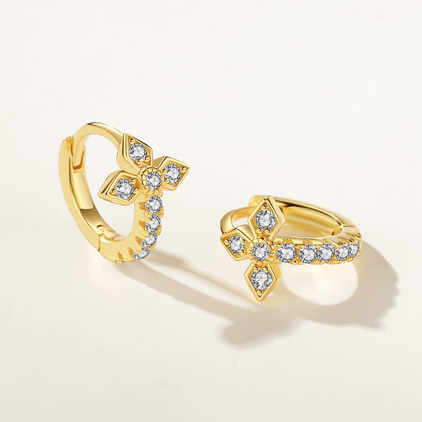 FE2235 925 Sterling Silver lucky Clover Hoop Earrings