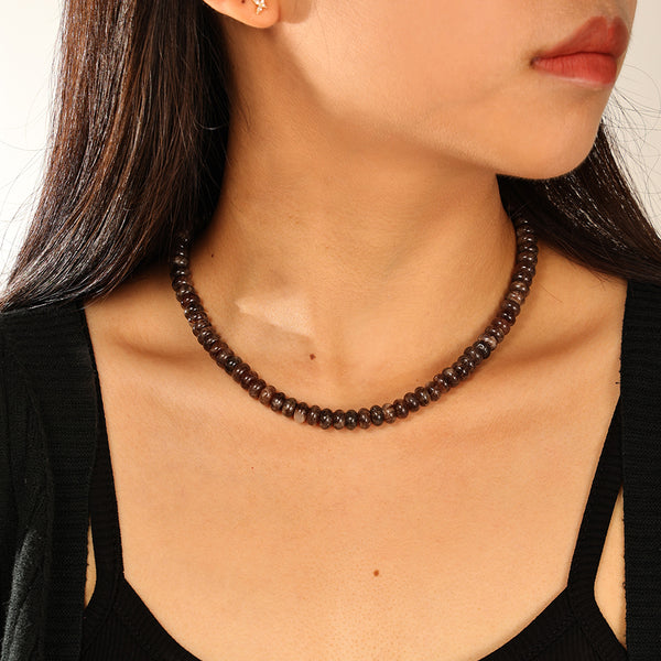 PN0193 925 Sterling Silver Natural Stone Charm Beaded Necklaces