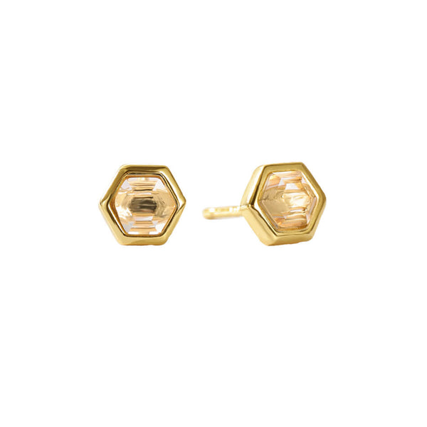 VFE0238 Birthstone Hexagon Natural Stone Stud Earrings