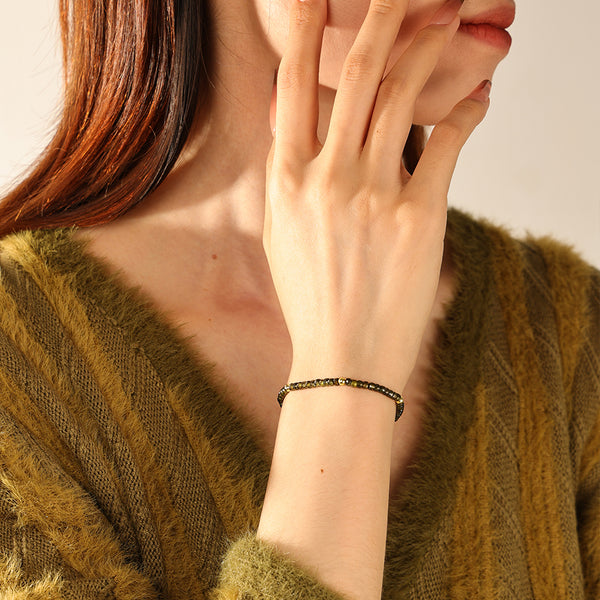 PB0108 925 Sterling Silver Green Cubic Zirconia Bead Charm Bracelets