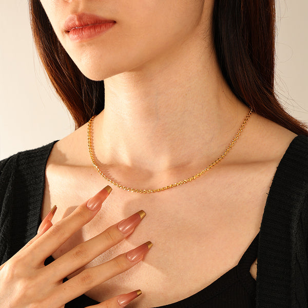 FX1283 925 Sterling Silver Flower Chain Necklace