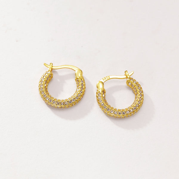 FE2937 925 Sterling Silver Full CZ Hoop Earring