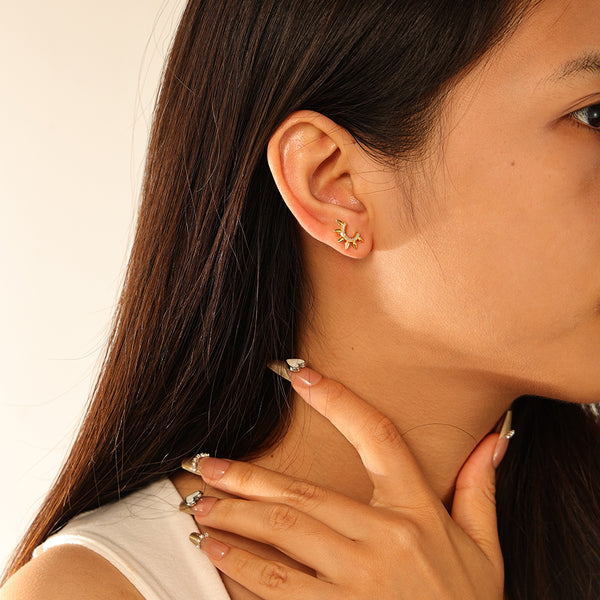 FE2941 925 Sterling Silver Punk Tapered Stud Earrings