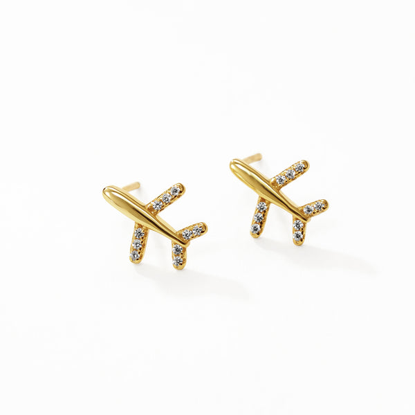 FE3152 Mini Aircraft CZ Stud Earring
