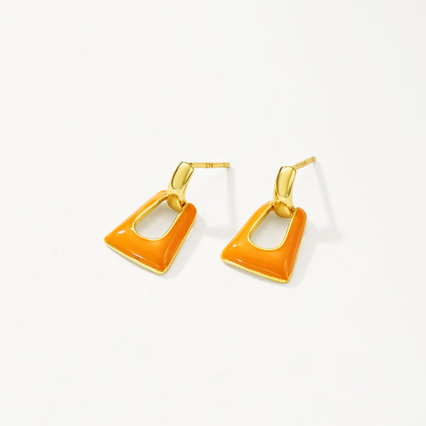 FE2843 925 Sterling Silver Enamel Dangle Hoop Earring