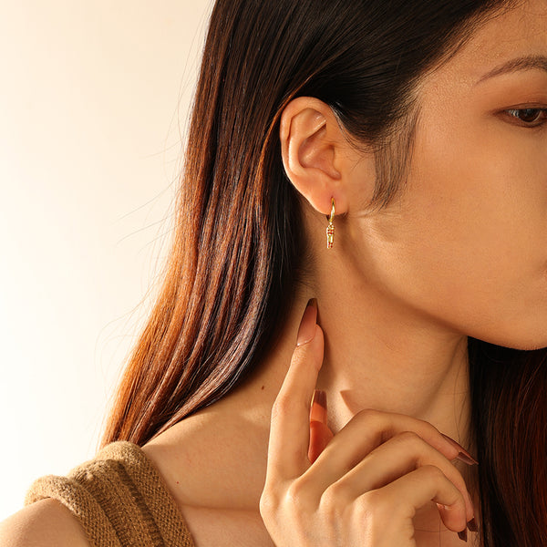 FE2819 925 Sterling Silver Red Zircon Lips & Lipstick Dangle Earrings