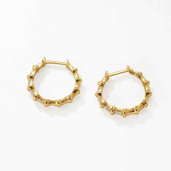 FE3139 Bamboo Zirconia Hoop Earring