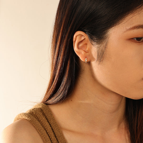 FE2874 925 Sterling Silver Heart Cubic Zircon Hoop Earrings