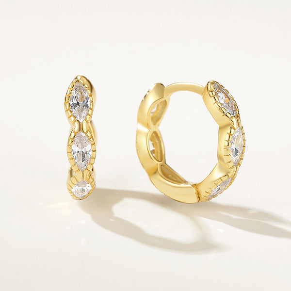 FE2162 925 Sterling Silver Demi-Fine Marquise Cubic Zircon Hoop Earrings