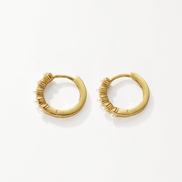 FE3188 Shell Pearl Bead Hoop Earring