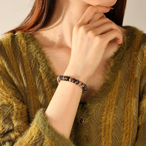 PB0136 925 Sterling Silver Charm Beaded Bracelete