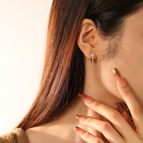 FE2777 925 Sterling Silver Simple CZ Hoop Earring