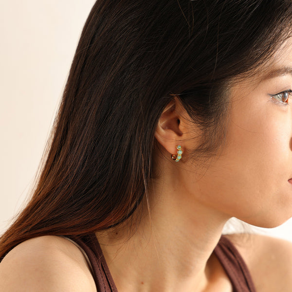 VFE0164 Round Opal Hoops Earring