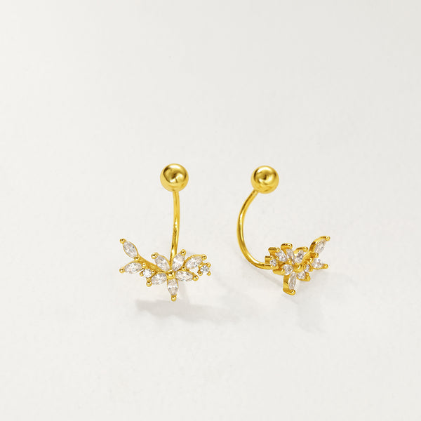 FE2801 925 Sterling Silver Screw Bead U Shaped Flower Earrings