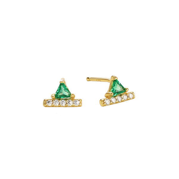 FE2914 925 Sterling Silver Mini Triangles CZ Stud Earring