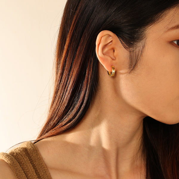 FE2857 925 Sterling Silver Simple Hollow Hoop Earrings