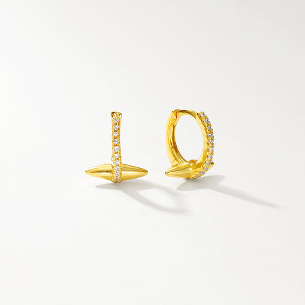 FE2870 925 Sterling Silver CZ Olive Hoop Earrings