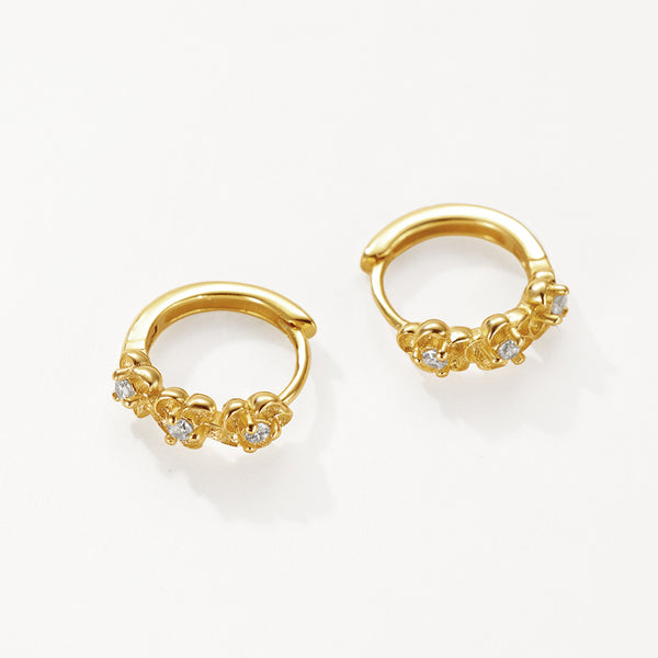 FE3100 Triple Flower Hoop Earring